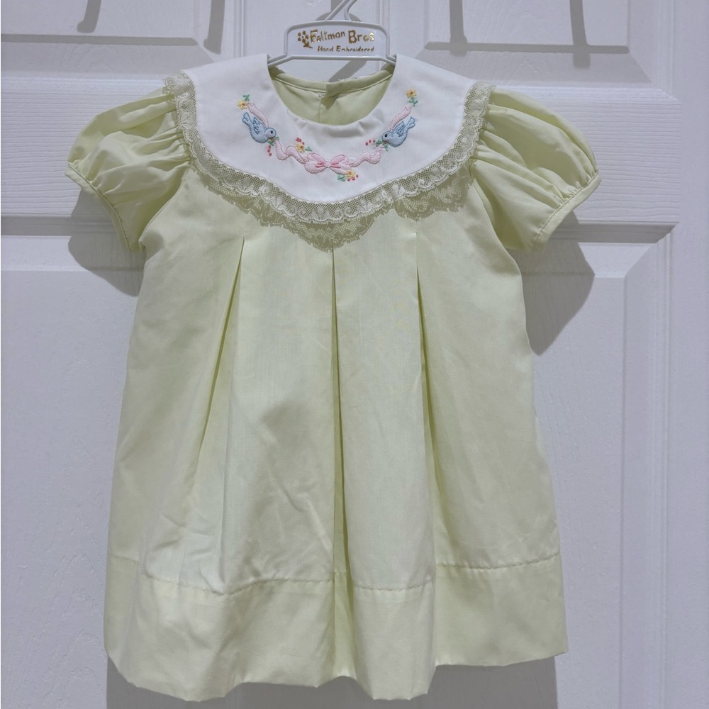 Remember Nguyen Pale Yellow | Maize Dress w lace & embroidery detail, 18 months
